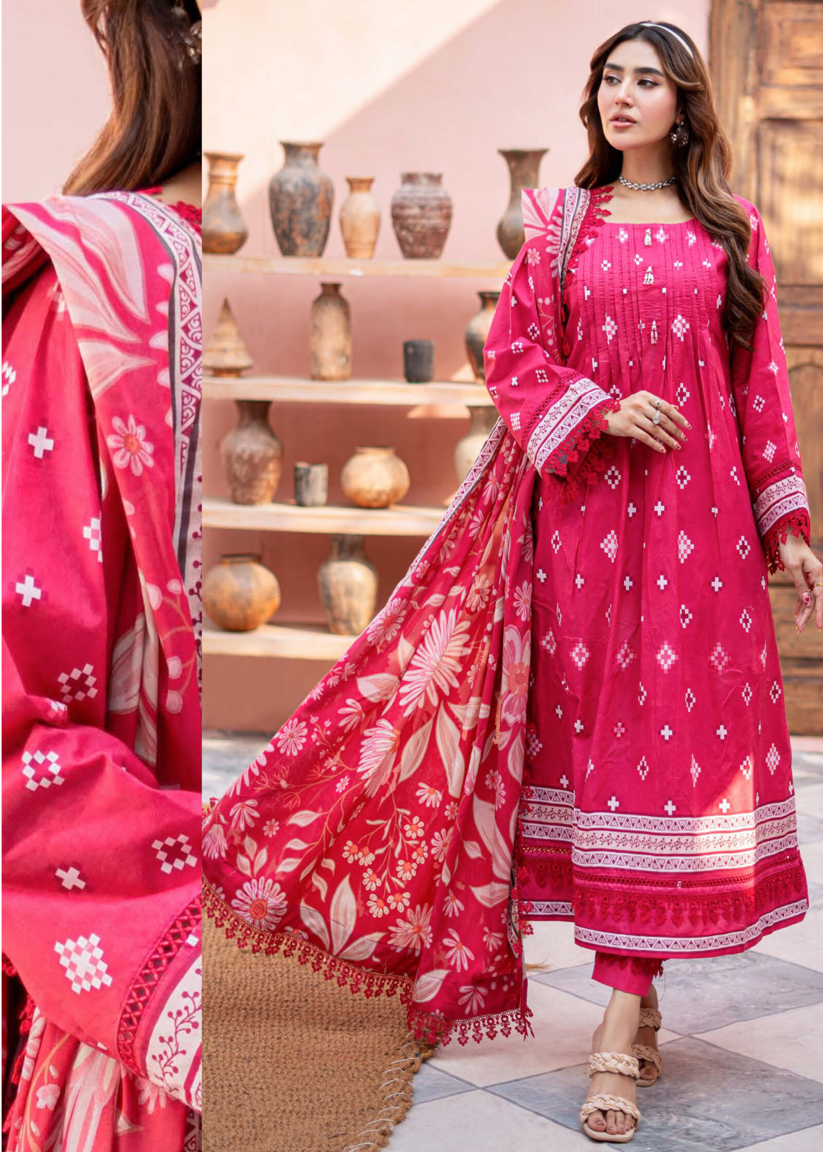 Alzohaib Cambric Prints Lawn Jacquard Dupatta Edition '24
