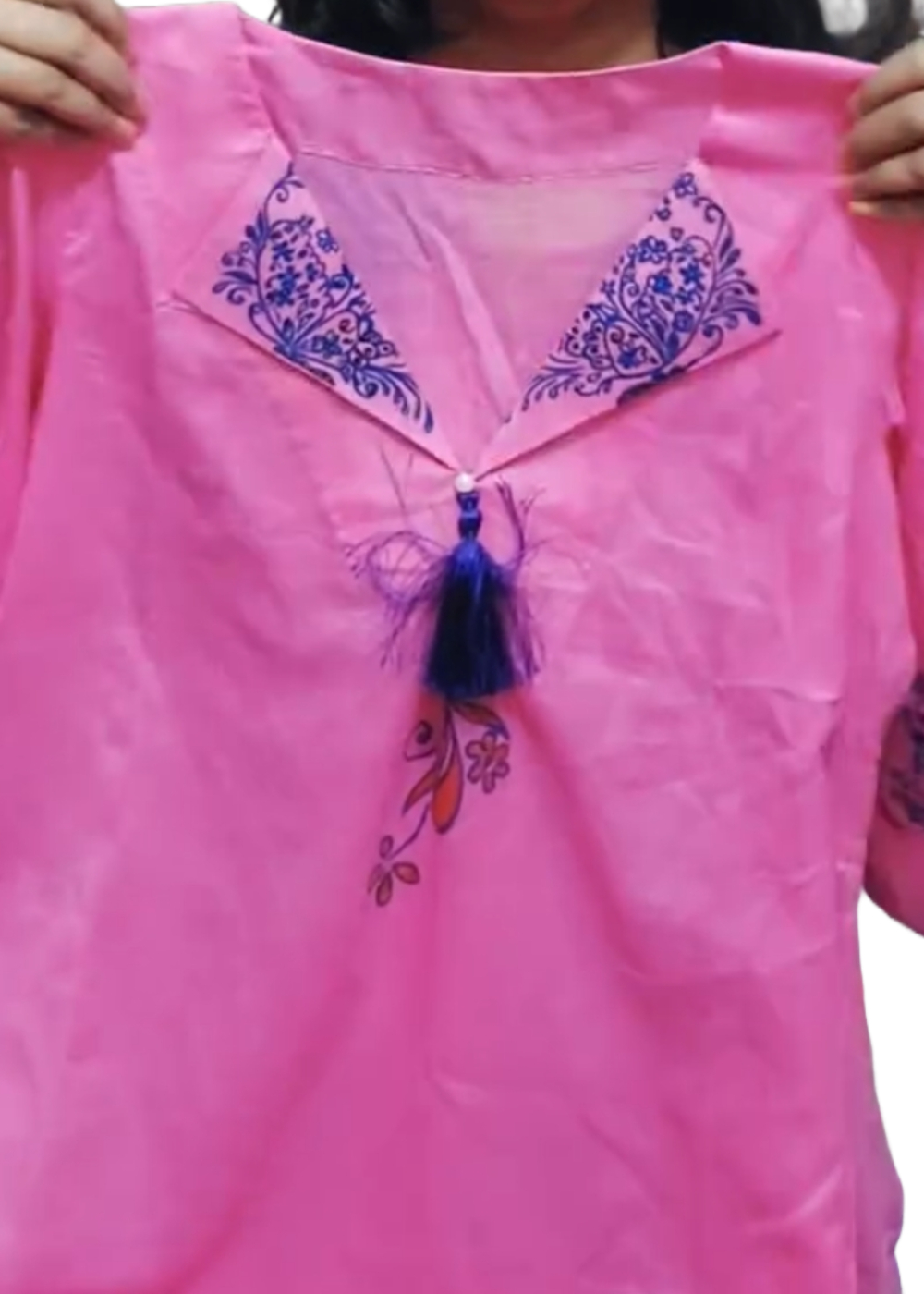 Titli-Fusion Hand-Painted Single Ready Kurti/Top