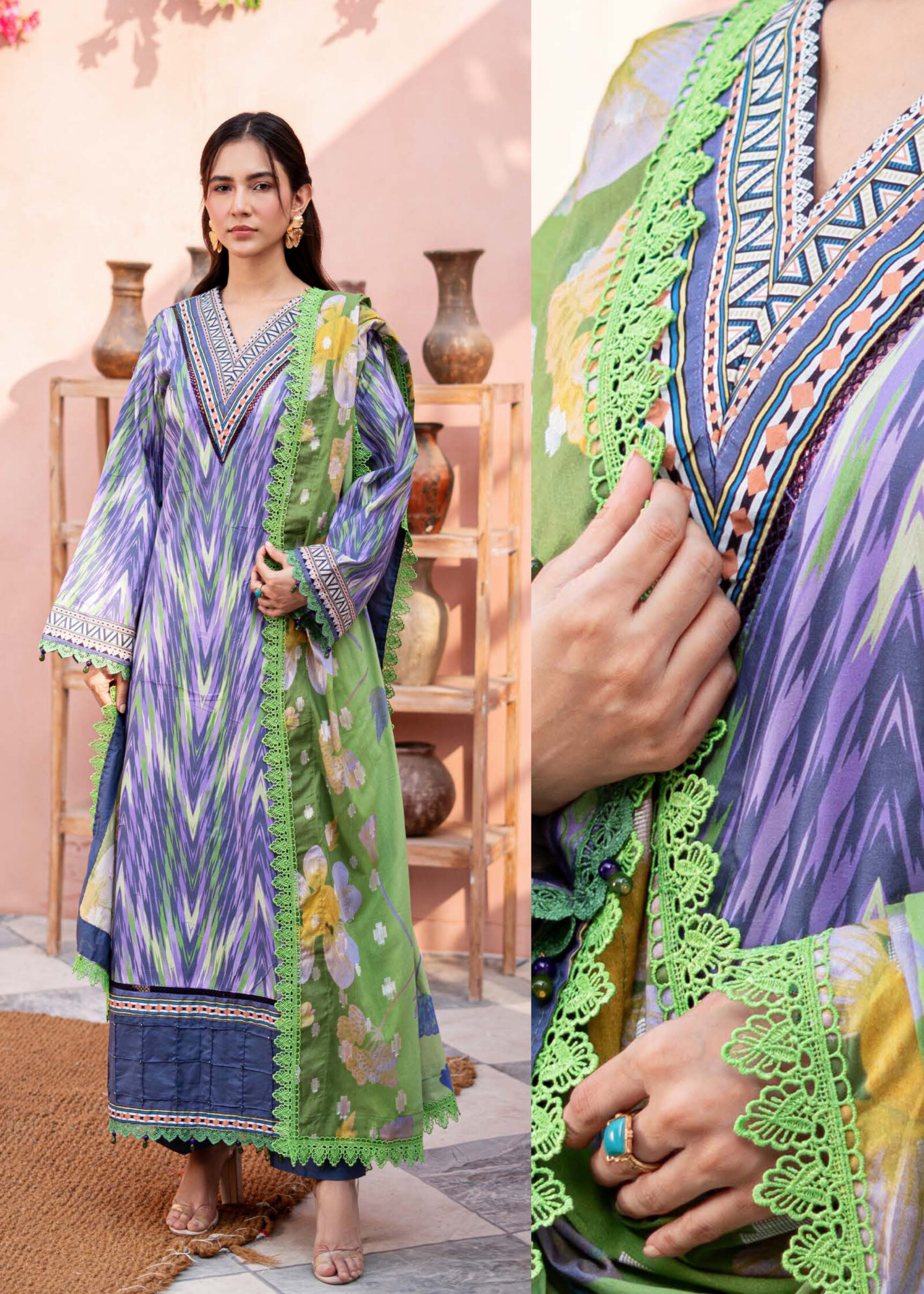 Alzohaib Cambric Prints Lawn Jacquard Dupatta Edition '24