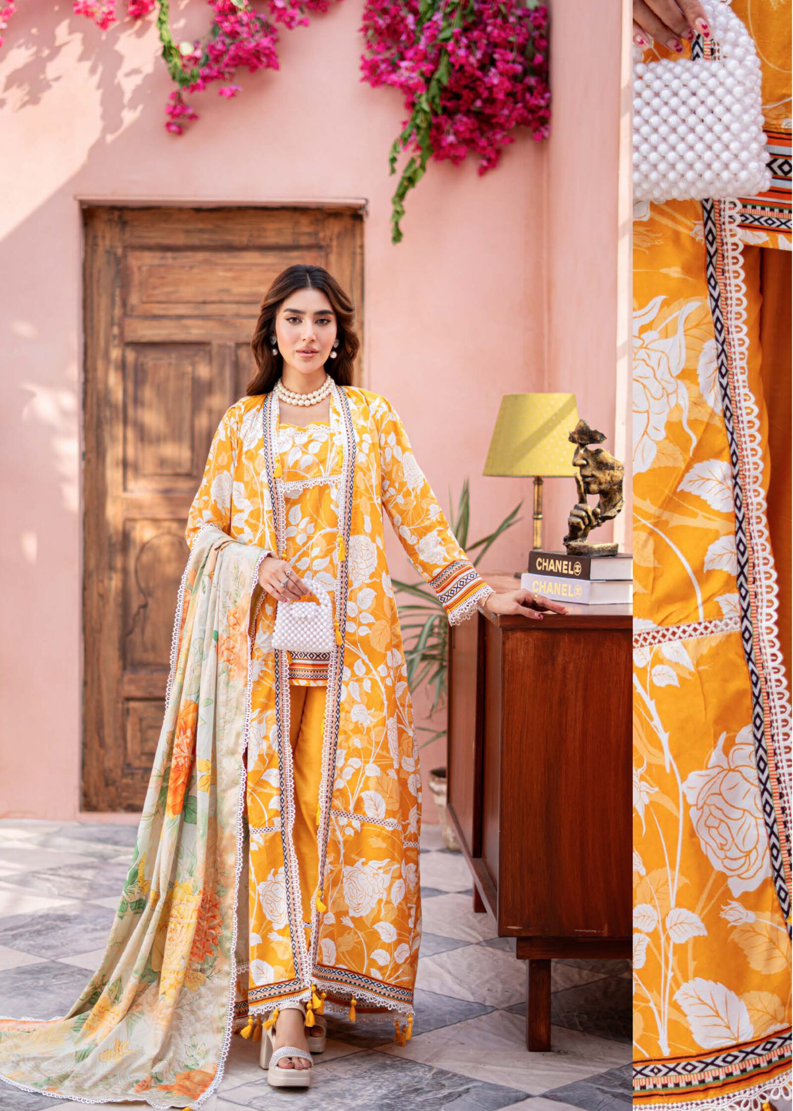 Alzohaib Cambric Prints Lawn Jacquard Dupatta Edition '24