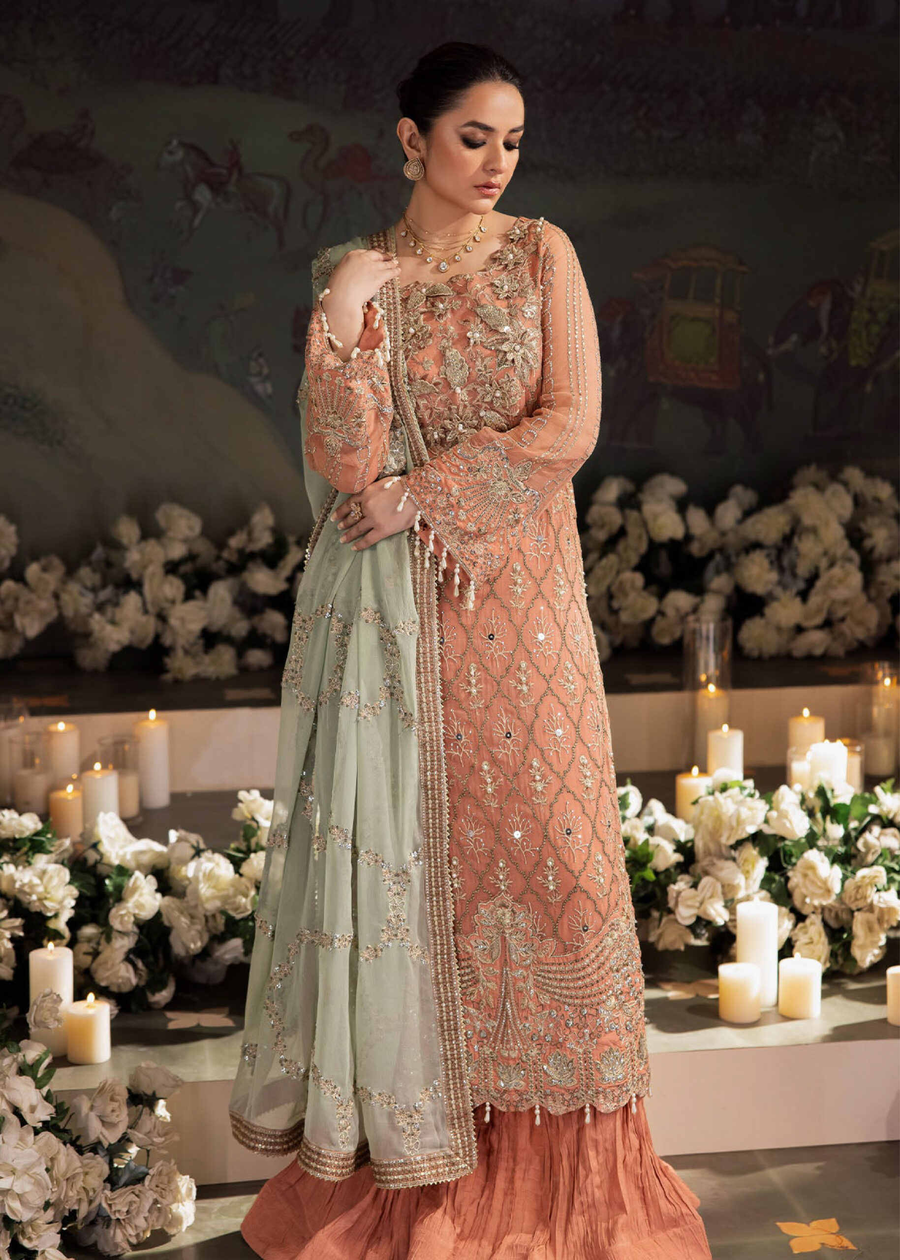 Alfaaz by Nureh Embroidered Chiffon Suits Unstitched 4 Piece NU24AF NL-75 - Formal Collection