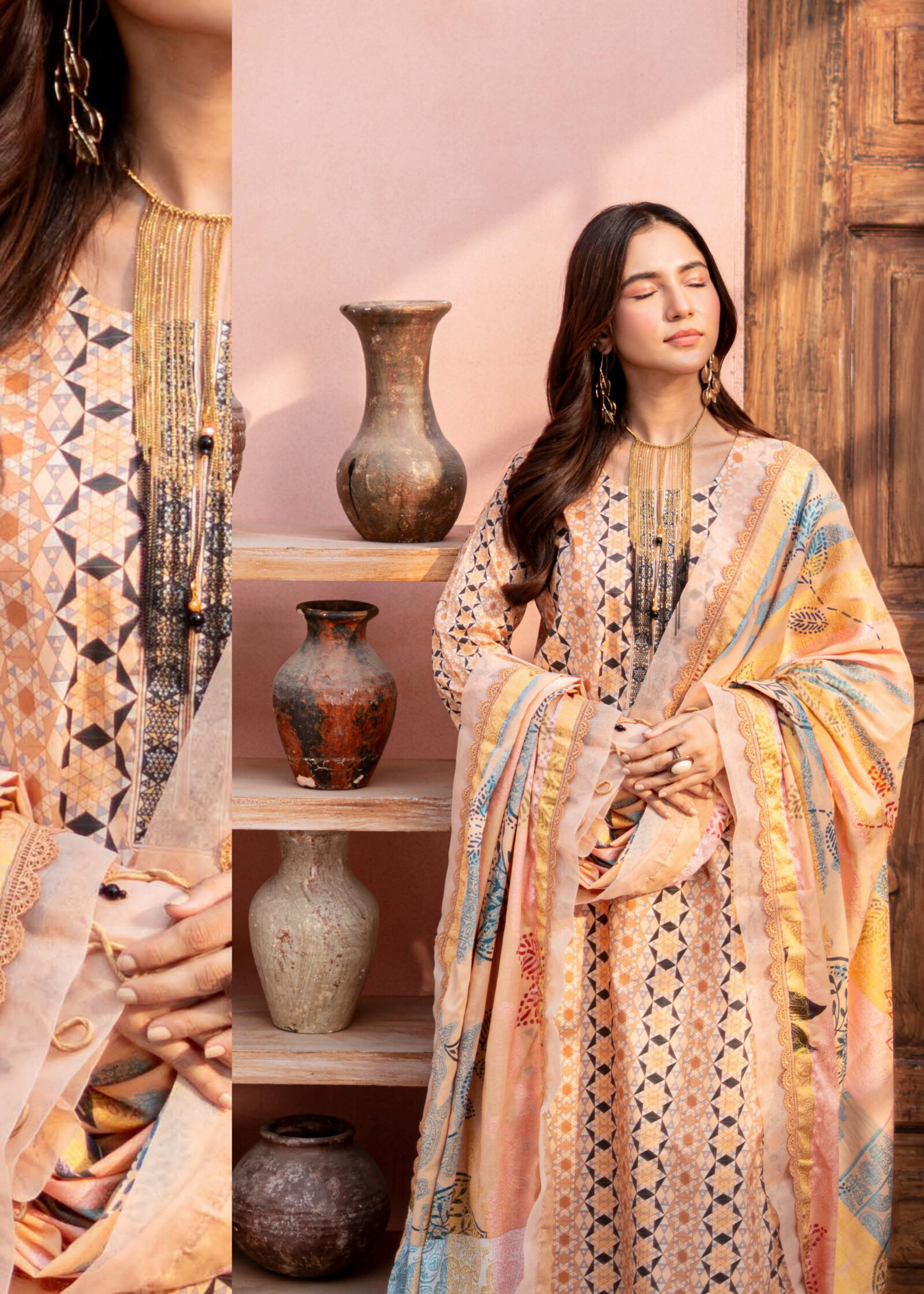 Alzohaib Cambric Prints Lawn Jacquard Dupatta Edition '24