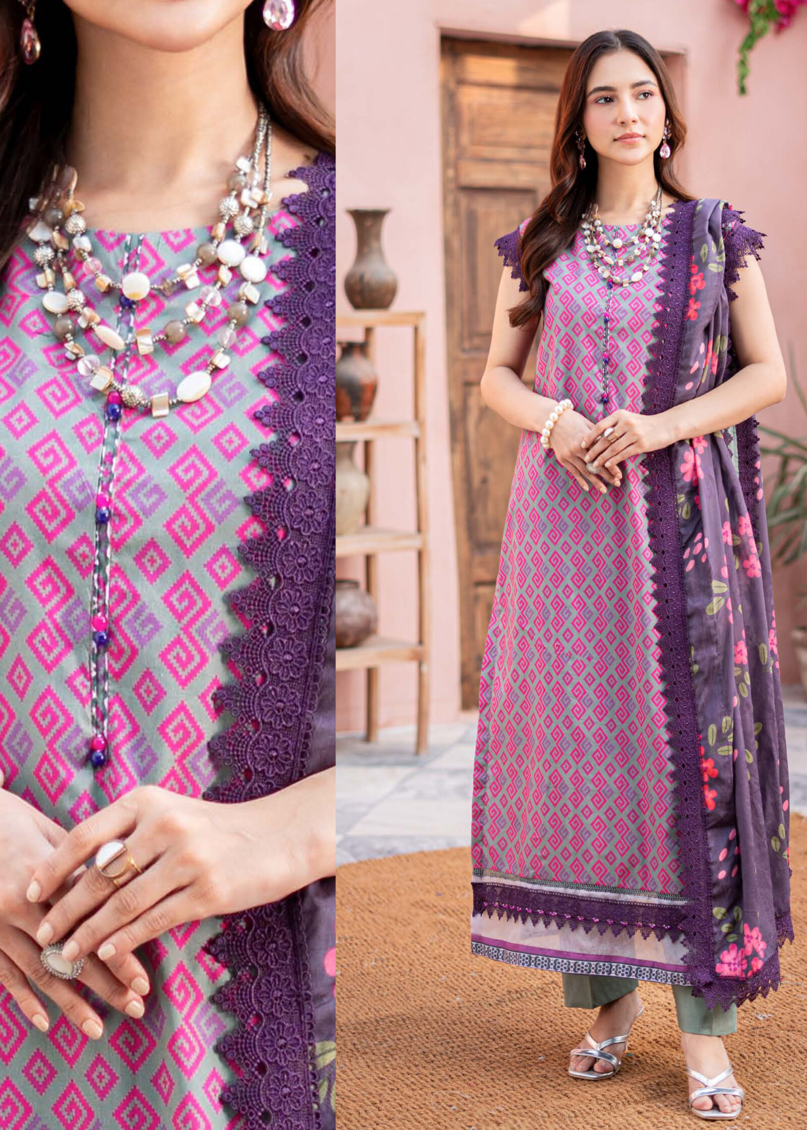 Alzohaib Cambric Prints Lawn Jacquard Dupatta Edition '24