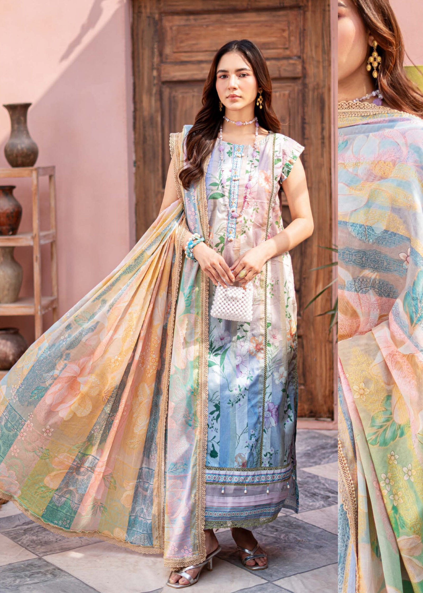 Alzohaib Cambric Prints Lawn Jacquard Dupatta Edition '24
