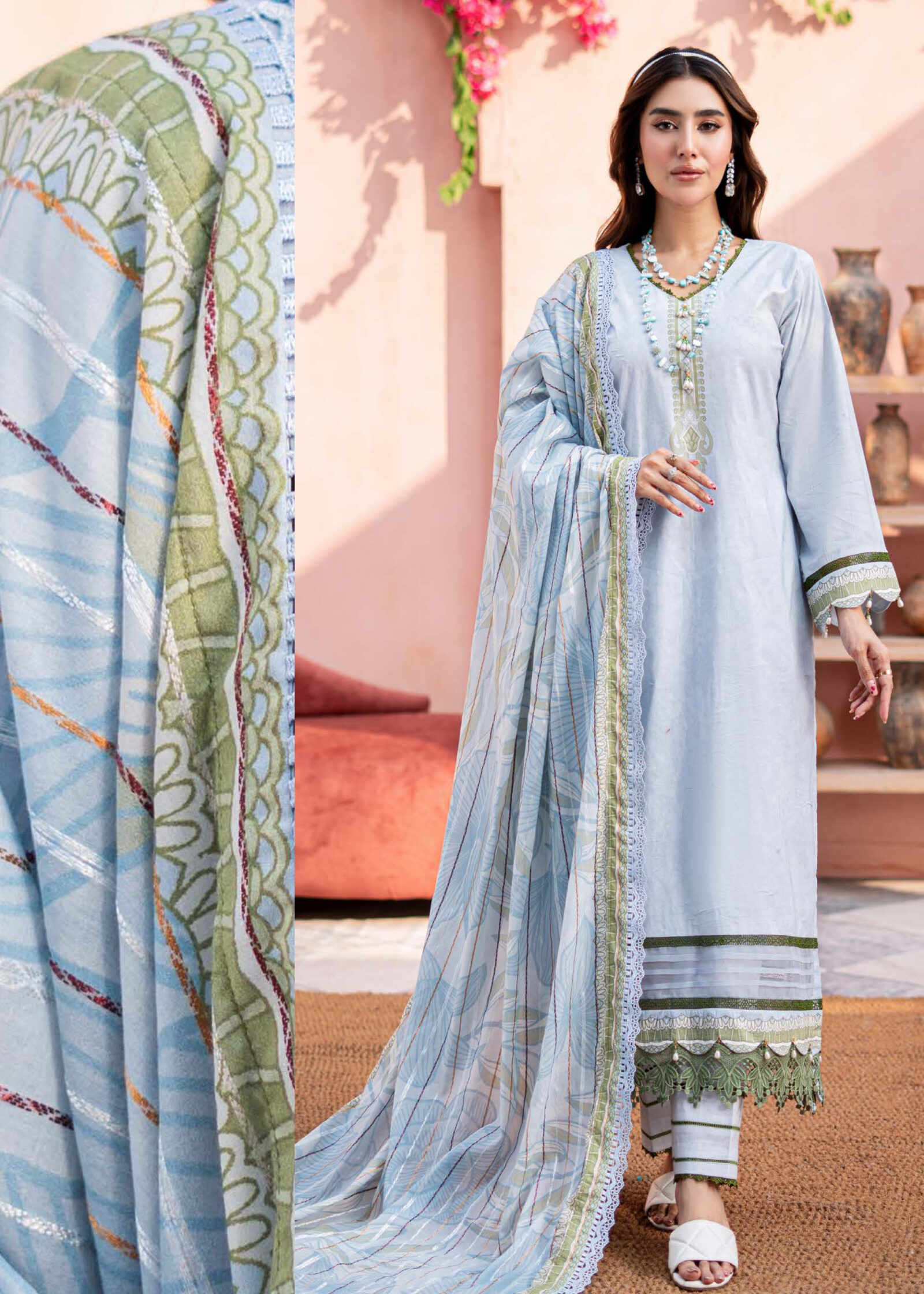 Alzohaib Cambric Prints Lawn Jacquard Dupatta Edition '24