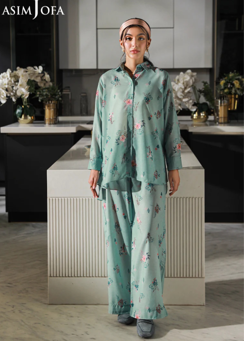 AsimJofa LoungeWear Sky AsimJofa | Lounge Wear 2Pc Pret