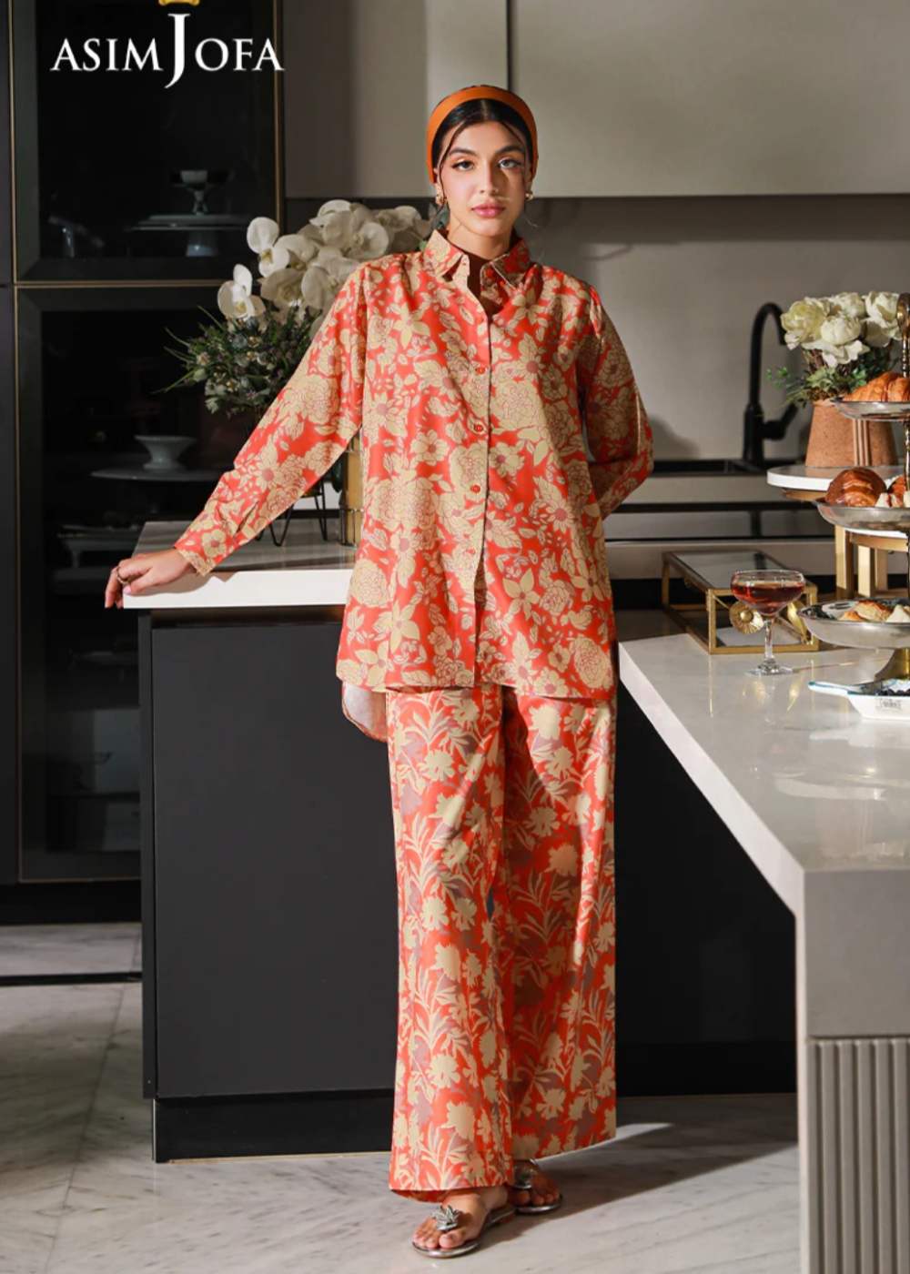 AsimJofa LoungeWear RedTwo AsimJofa | Lounge Wear 2Pc Pret