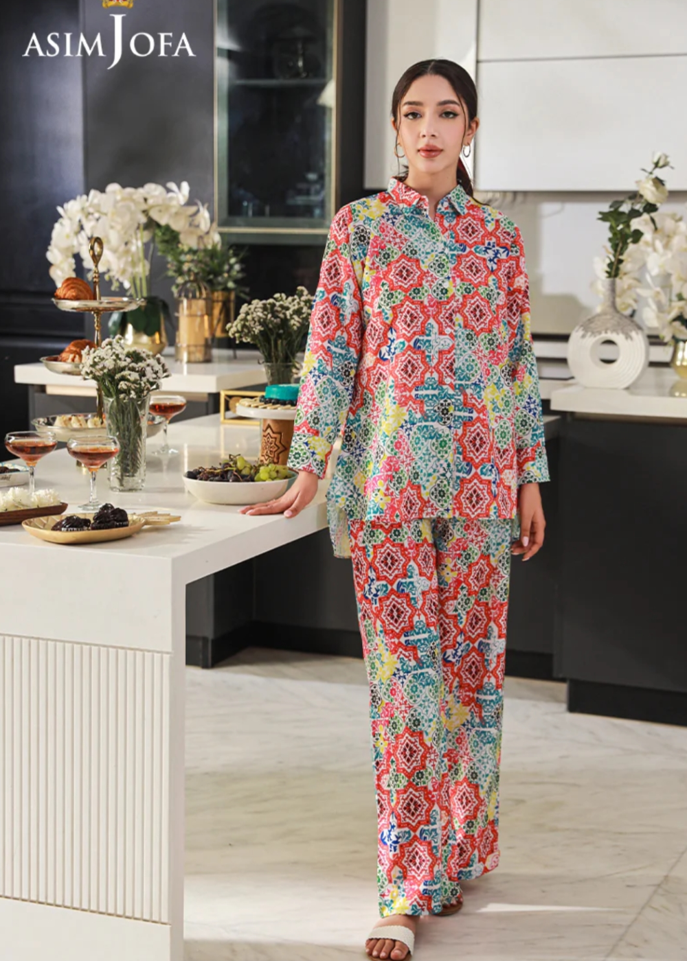 AsimJofa LoungeWear Red AsimJofa | Lounge Wear 2Pc Pret