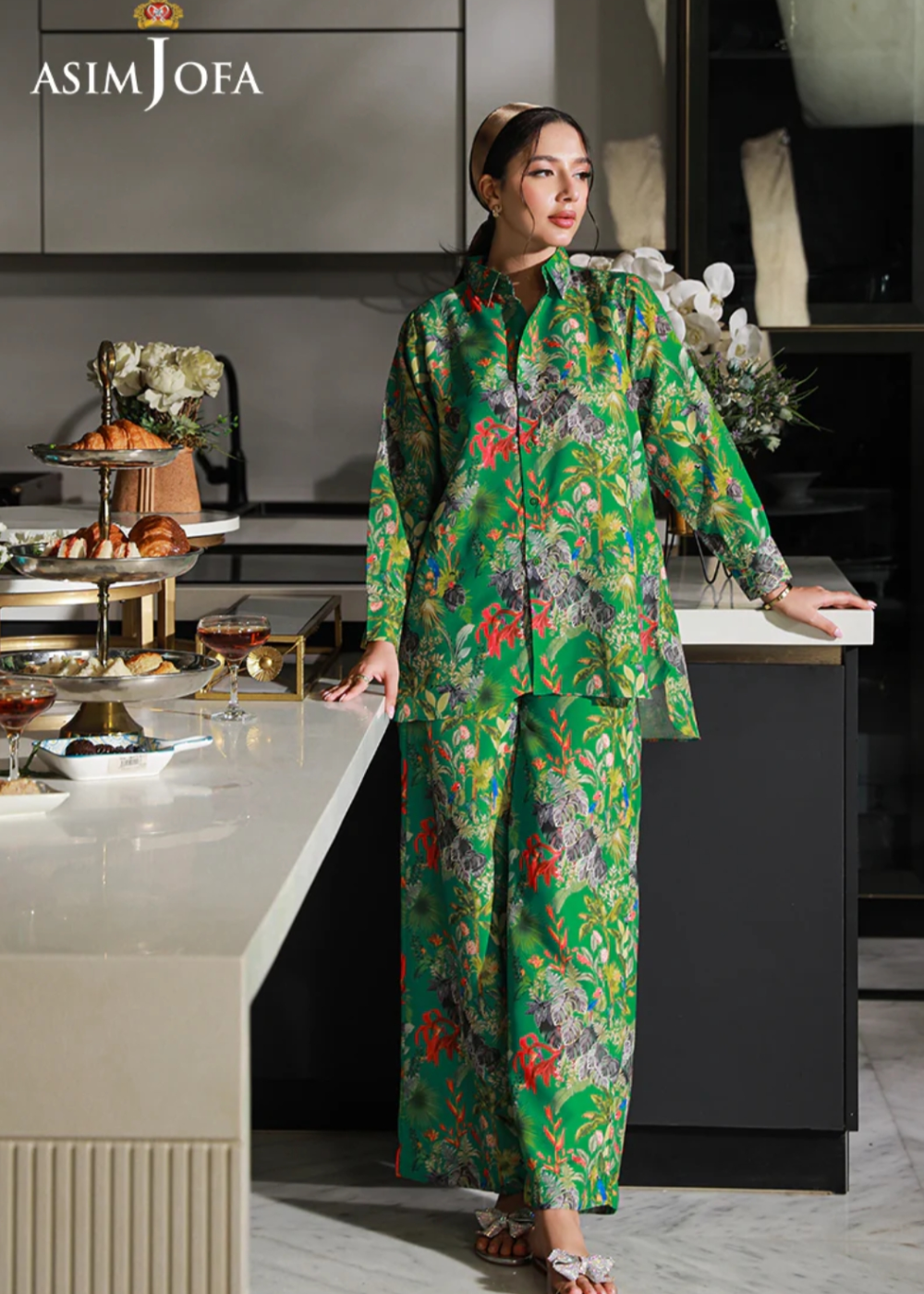 AsimJofa LoungeWear Green AsimJofa | Lounge Wear 2Pc Pret