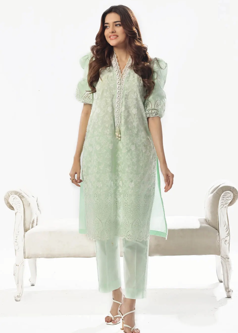 Gul Ahmed | 2Pc Unstitched | Schiffli Embroidered Lawn